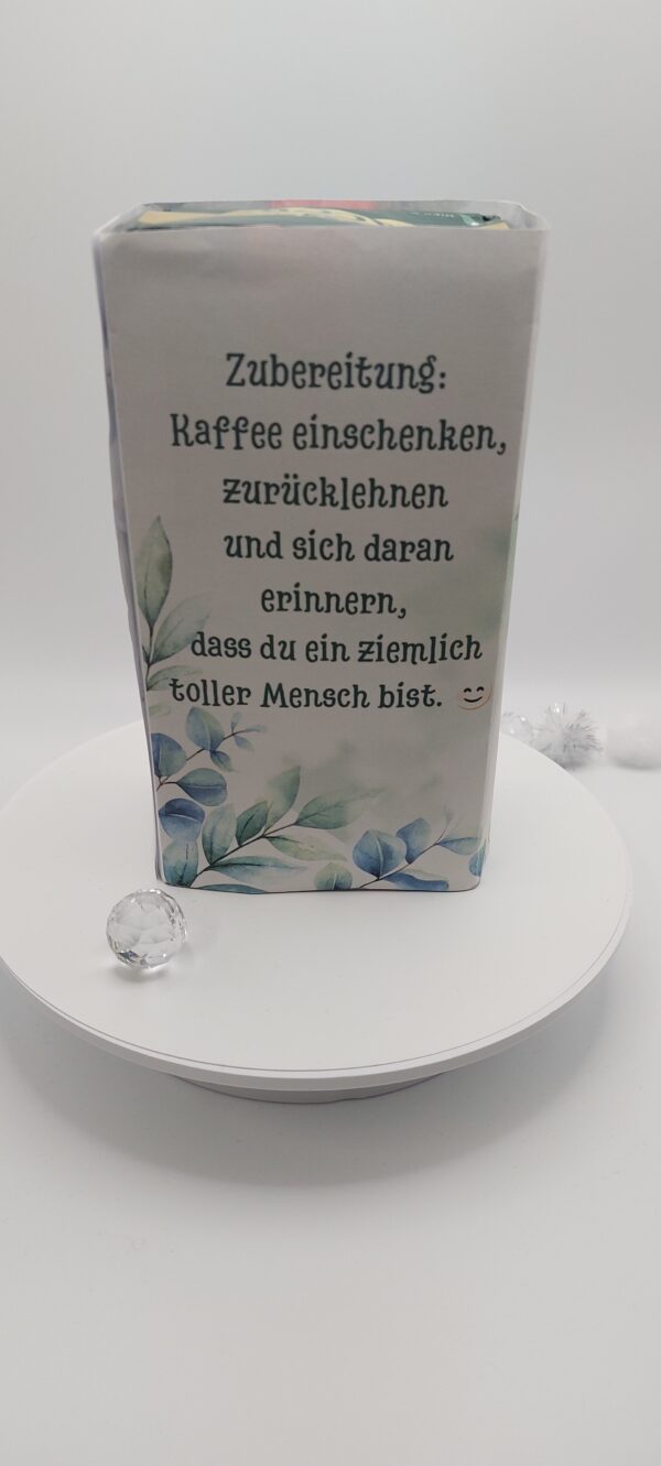 Rückseite Dankeschön für einen Gefallen mit Kaffee